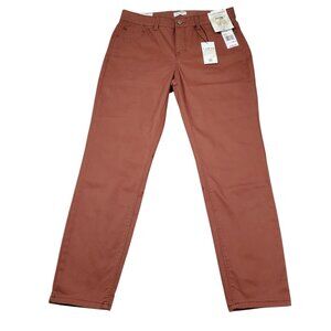 Curve Appeal Twill High Rise Comfort Waist Skinny Pants Stretch Brown Size 10 30